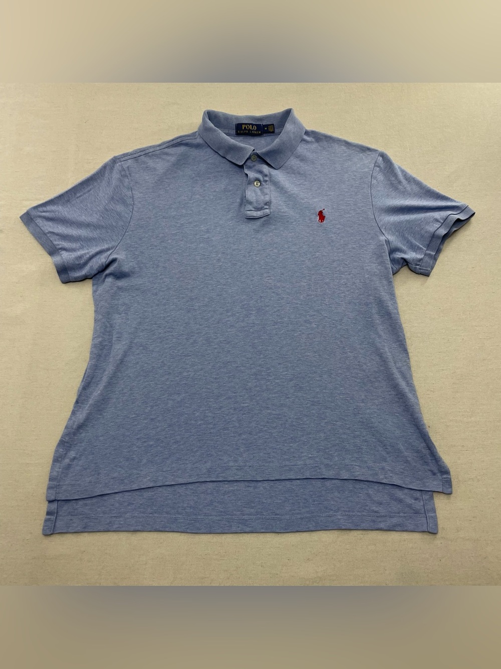 Polo Ralph Lauren Blue Cotton Polo Shirt Men's M Short Sleeve Red Pony